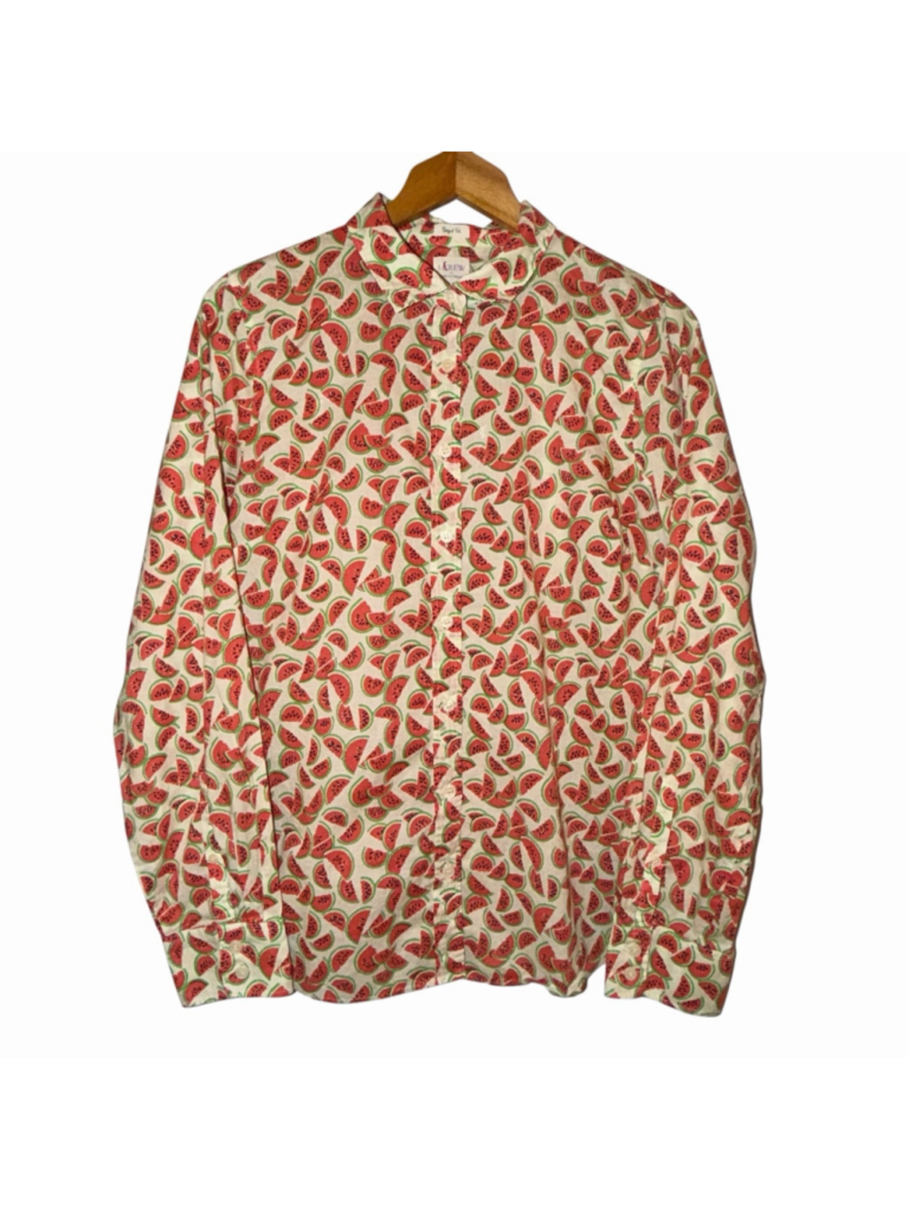 J. Crew Perfect Fit Watermelon Print Long Sleeve Button Down Shirt Size Large